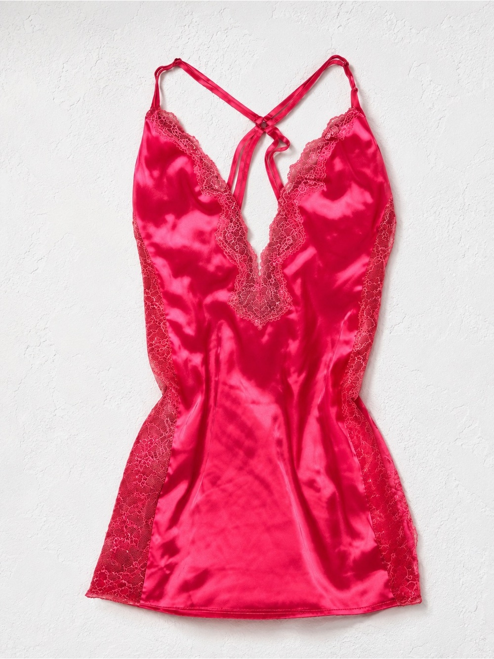 Victoria  secret like new satin pink lace trim slip dress strappy back S